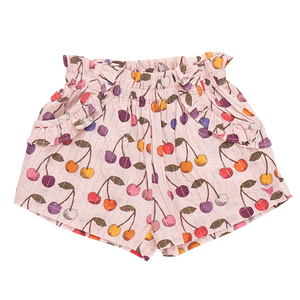 Girls Ruffle Theodore Shorts- Cloud Pink Cherry