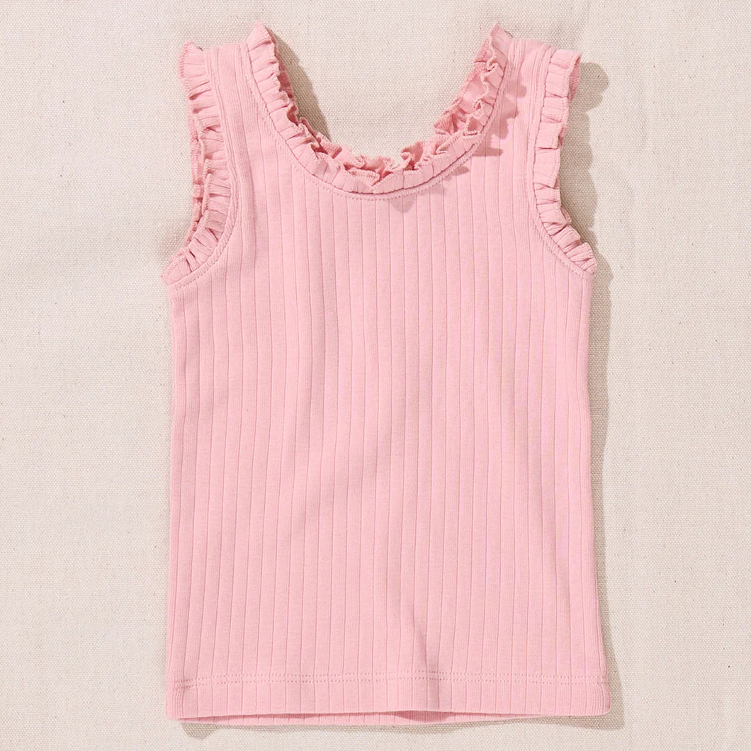 Joy Ruffle Rib Tank - Light Pink