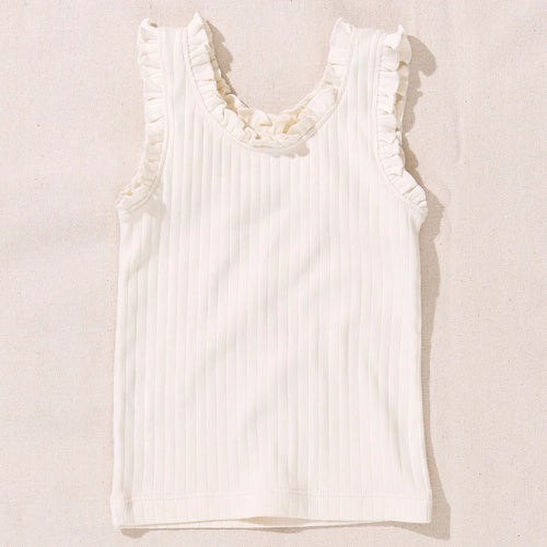 Joy Ruffle Rib Tank - Cream