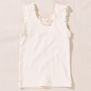 Joy Ruffle Rib Tank - Cream