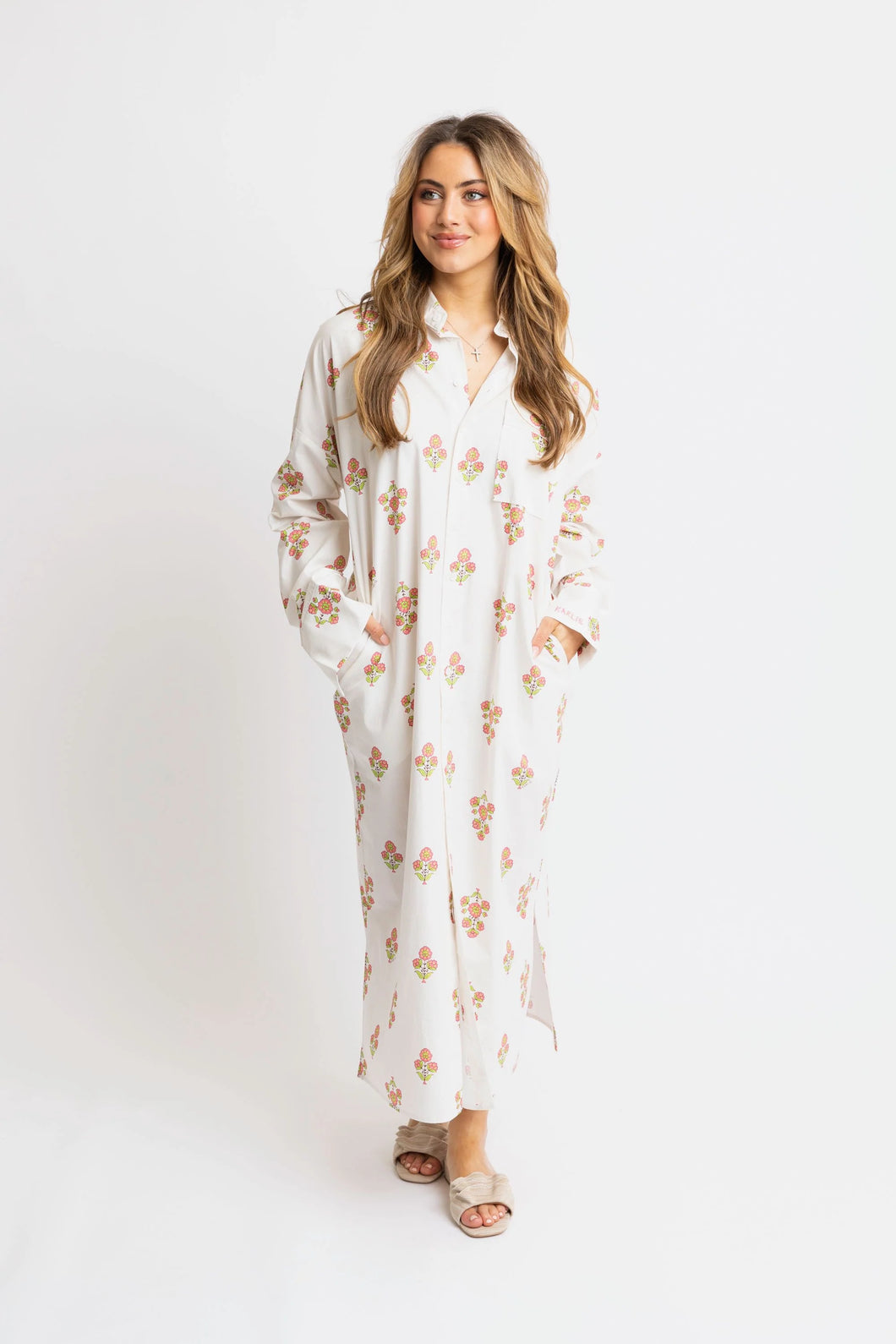 Women's Floral Shirt Dress Maxi