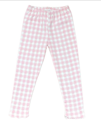 PRESALE Light Pink Gingham Scalloped Leggings