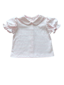 Pink Stripe Ally Blouse- Short Sleeve