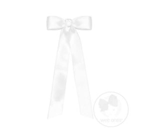 White Satin Bow with Tails