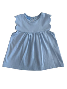 Light Blue Scalloped Knit Sleeveless Shirt