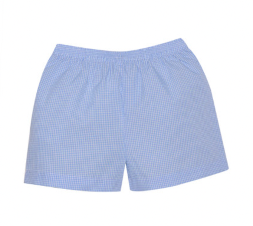 Light Blue Check Bennett Shorts