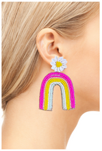 Beaded Flower & Rainbow Earrings