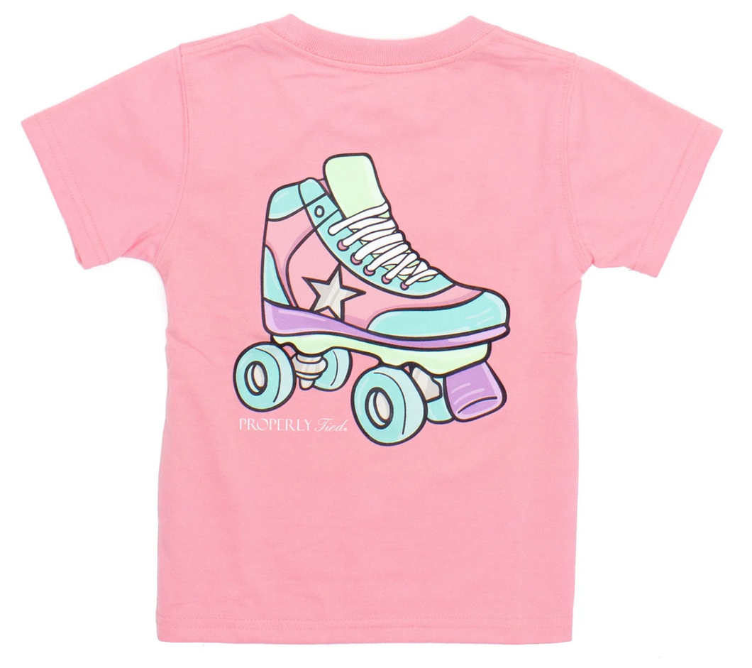 Light Pink Roller Skates Short Sleeve Shirt