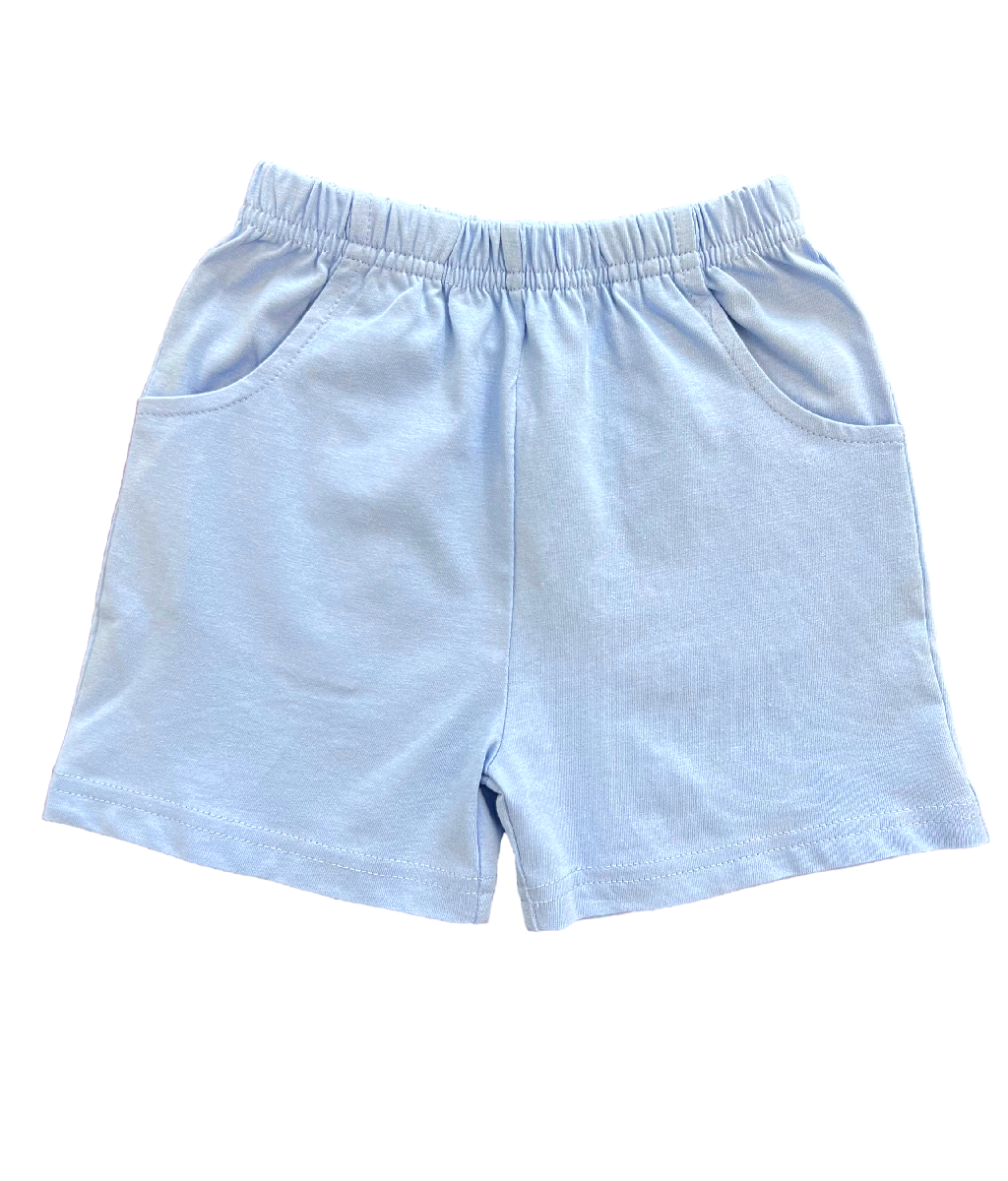 Light Blue Knit Shorts w/ Pockets