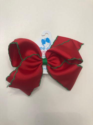 King Moonstitch Red w/ Green Trim Bow