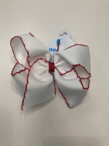 King Moonstitch White w/ Red Trim Bow